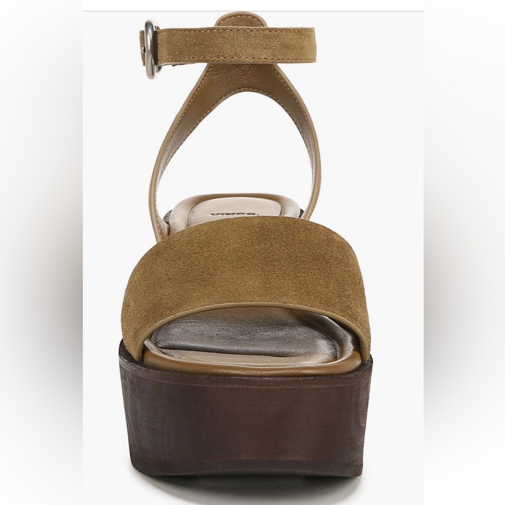 NIB Vince Camuto Philipa olive wood khaki tan suede flatform ankle strap size 7 - Picture 2 of 16
